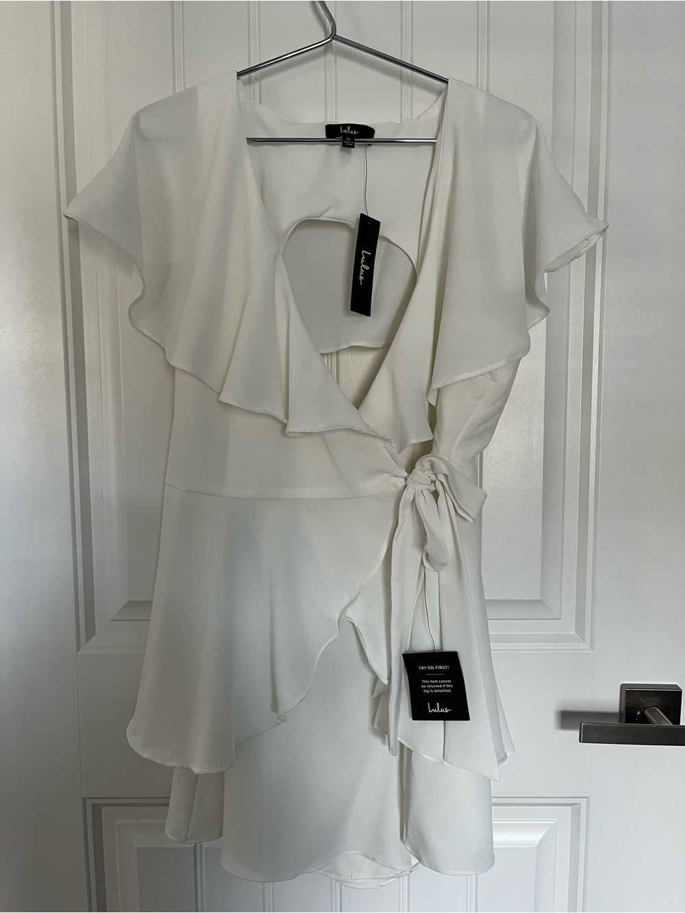 Lulu's White Ruffle Wrap Romper - Picture 6 of 12